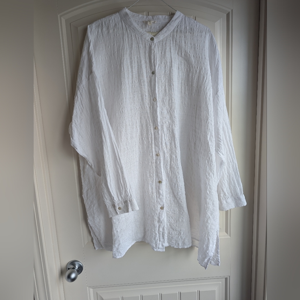 Eileen Fisher Cream Textured Blouse